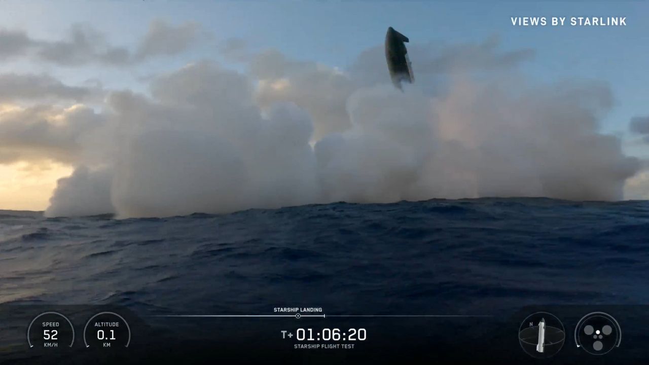 A screencap of SpaceX's Starship Flight 12 test flight.