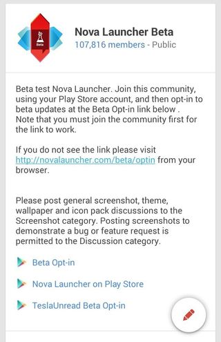 Nova Launcher's Beta Community