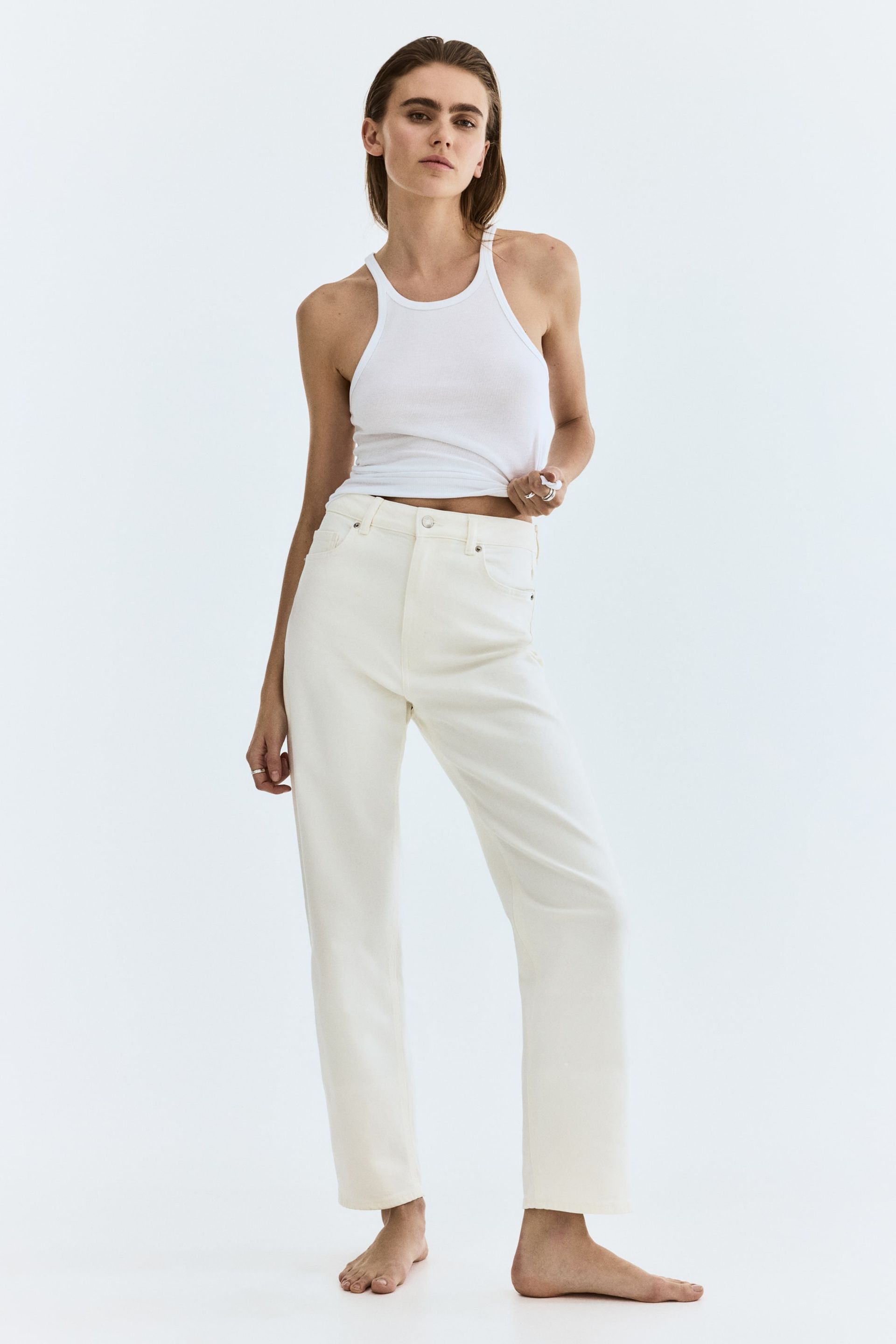 Mom Slim-Fit High-Waist Ankle Jeans - Medium Blue