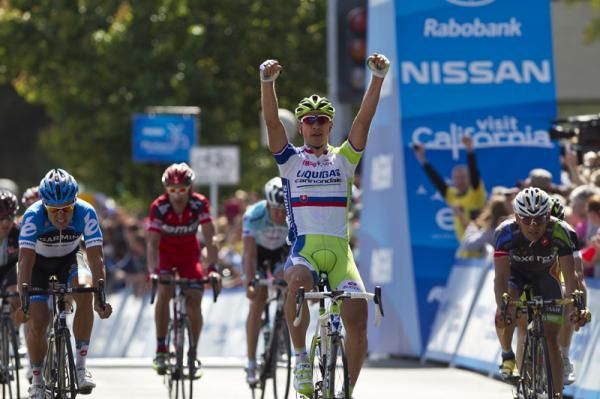 Peter Sagan (Liquigas-Cannondale) wins the opening stage of the 2012 Amgen Tour of California