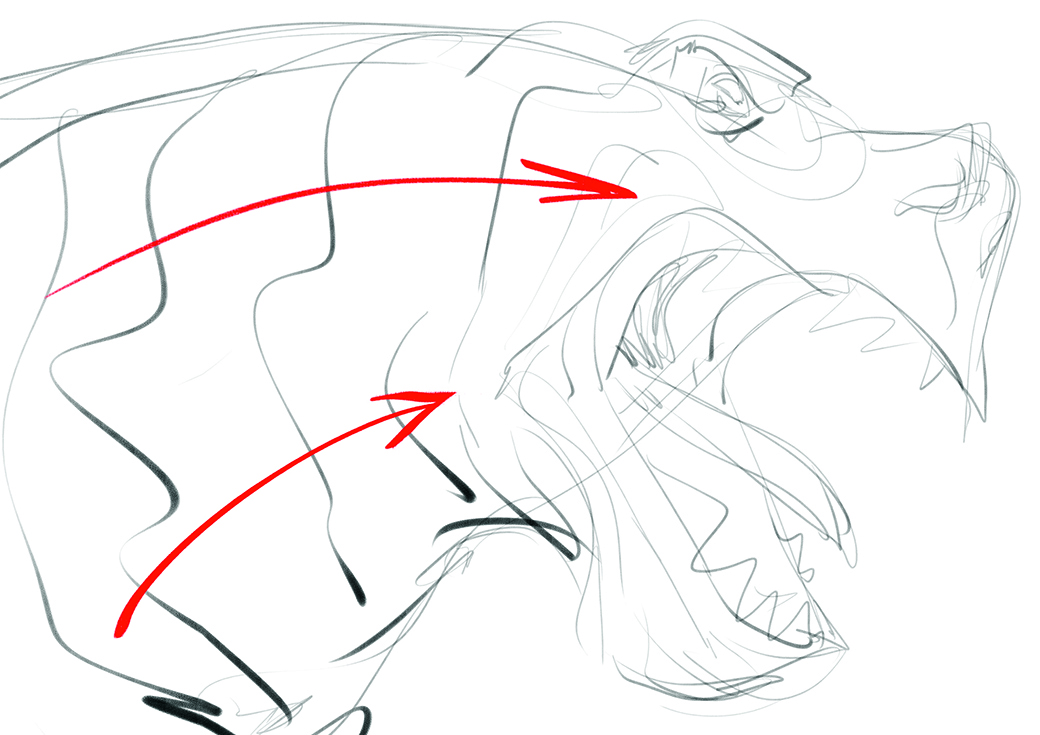 An image from a tutorial on how to draw a T-rex dinosaur