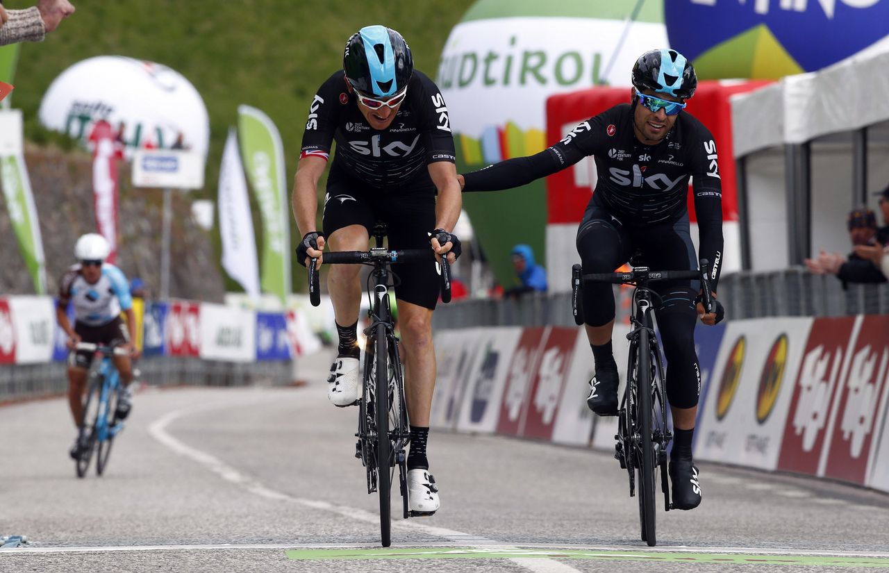 Geraint Thomas and Mikel Landa at the finish