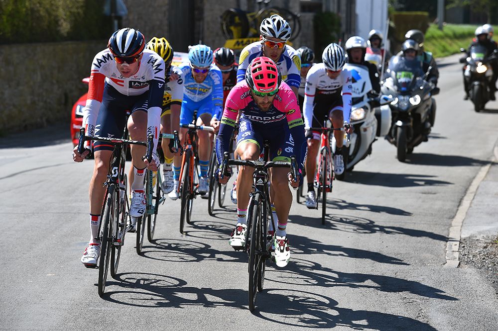 Vergard Stake Laengen (IAM Cycling) and Matteo Bono (Lampre-Merida)
