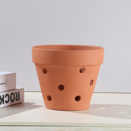 8 Pcs 4.5 Inches Terracotta Orchid Pots With Holes