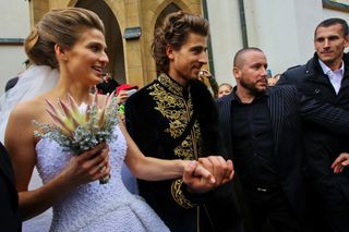Peter Sagan and his wife Katarina at their wedding (STRINGER/AFP/Getty Images)