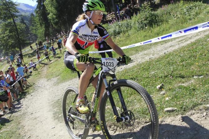 Gunn-Rita Dahle Flesj&aring; (Multivan Merida) on her way to winning in Meribel