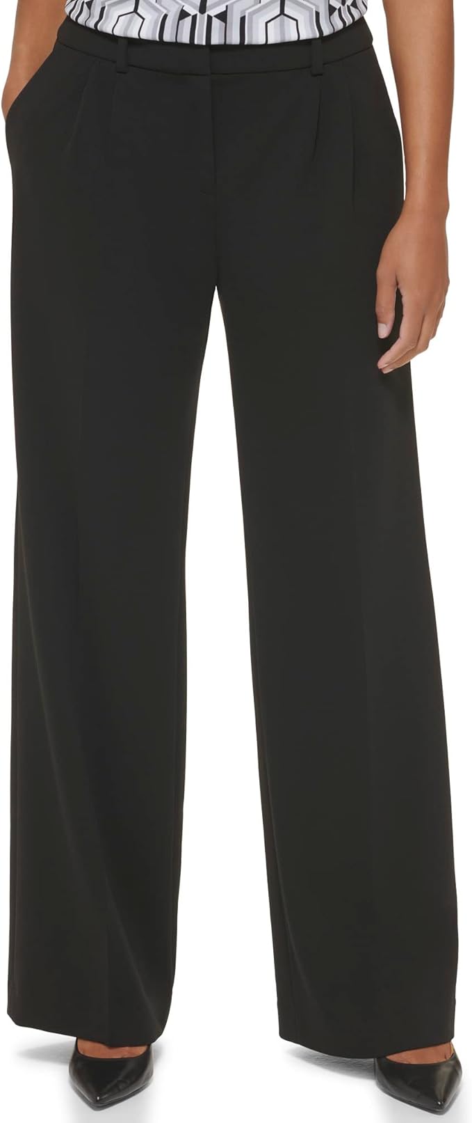 Calvin Klein, Calvin Klein Women&#039;s Classic Fit Wide Leg Suit Pant, Deep Black, 6