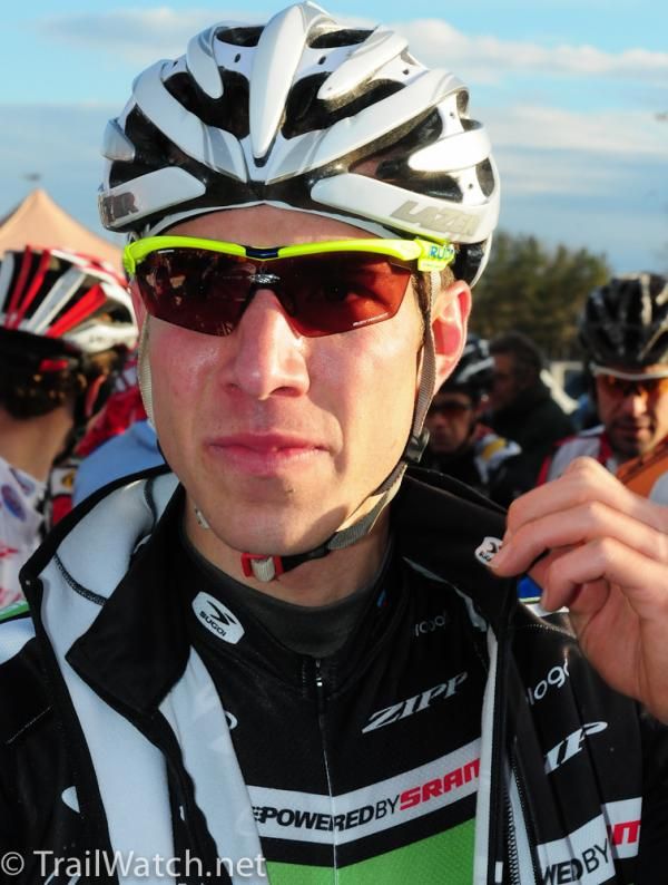 Jeremy Powers keeps warm in Portland.