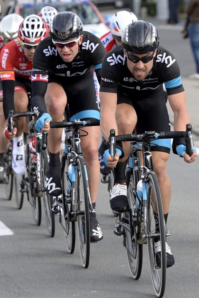 Bernhard Eisel (Team Sky) leads the chase for Team Sky