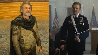 Side-by-side images of Kurt Russell in Guardians of the Galaxy Vol. 2 and Wyatt Russell in The Falcon and the Winter Soldier