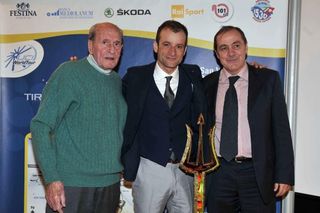 Alfredo Martini, Michele Scarponi and Mauro Vegni at the launch of the 2012 Tirreno-Adriatico.