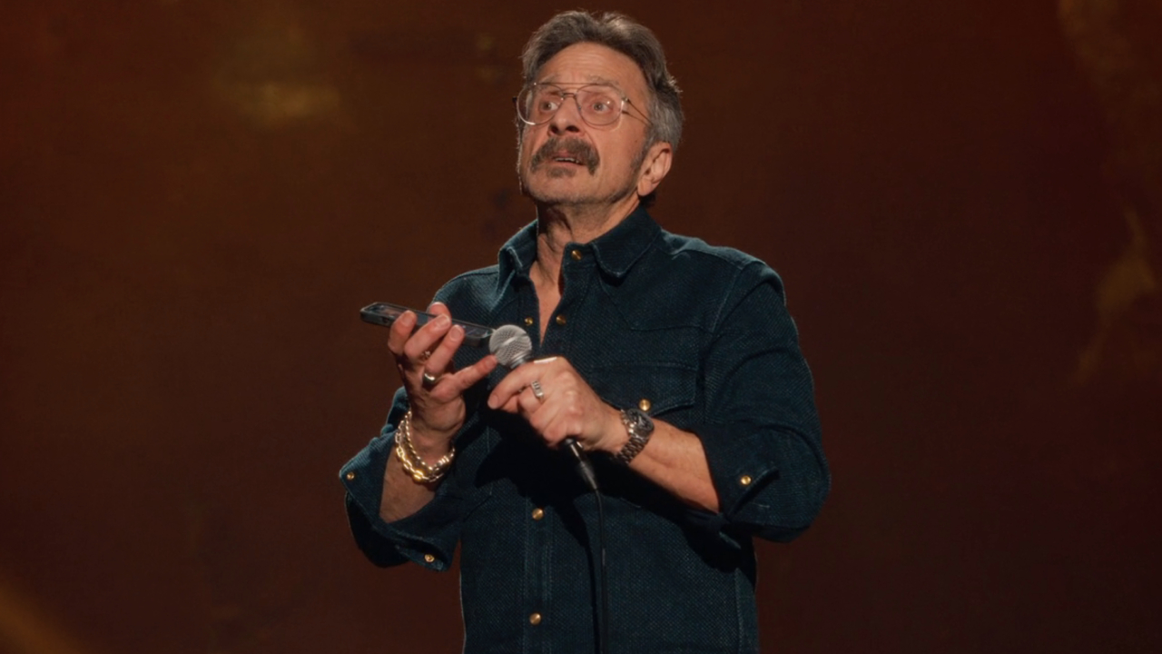 Marc Maron performing stand-up in Panicked