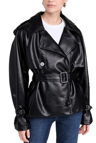 Pixie Market Leather Crop Trench Jacket