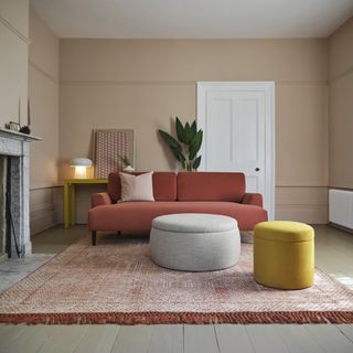 terracotta sofa in living room