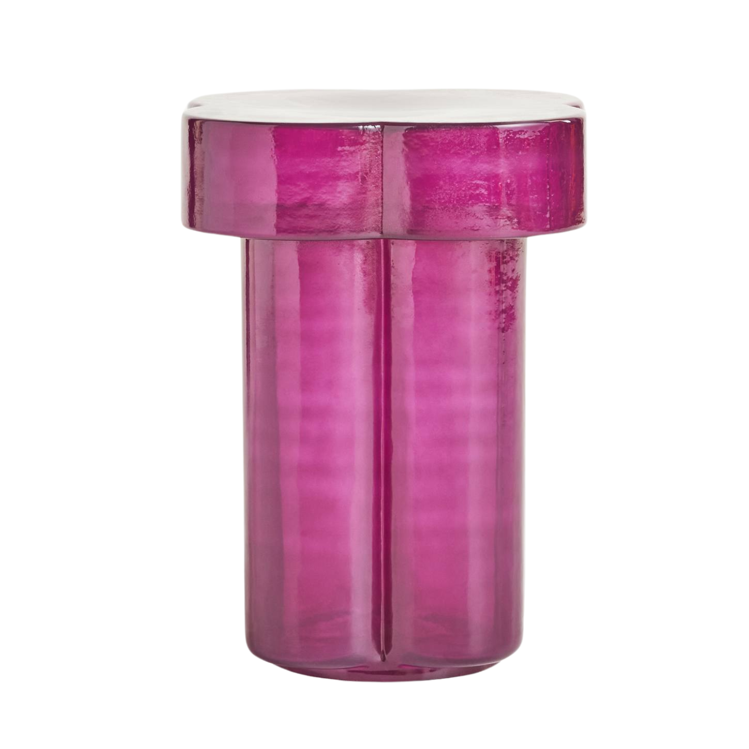 A purple glass side table