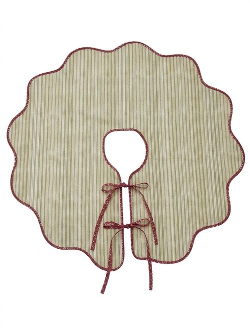 Vertical Green and White Striped Frill Christmas Tree Skirt
