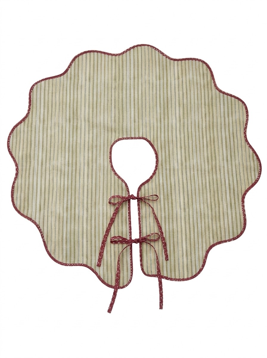 Habitat, Vertical Green and White Striped Frill Christmas Tree Skirt
