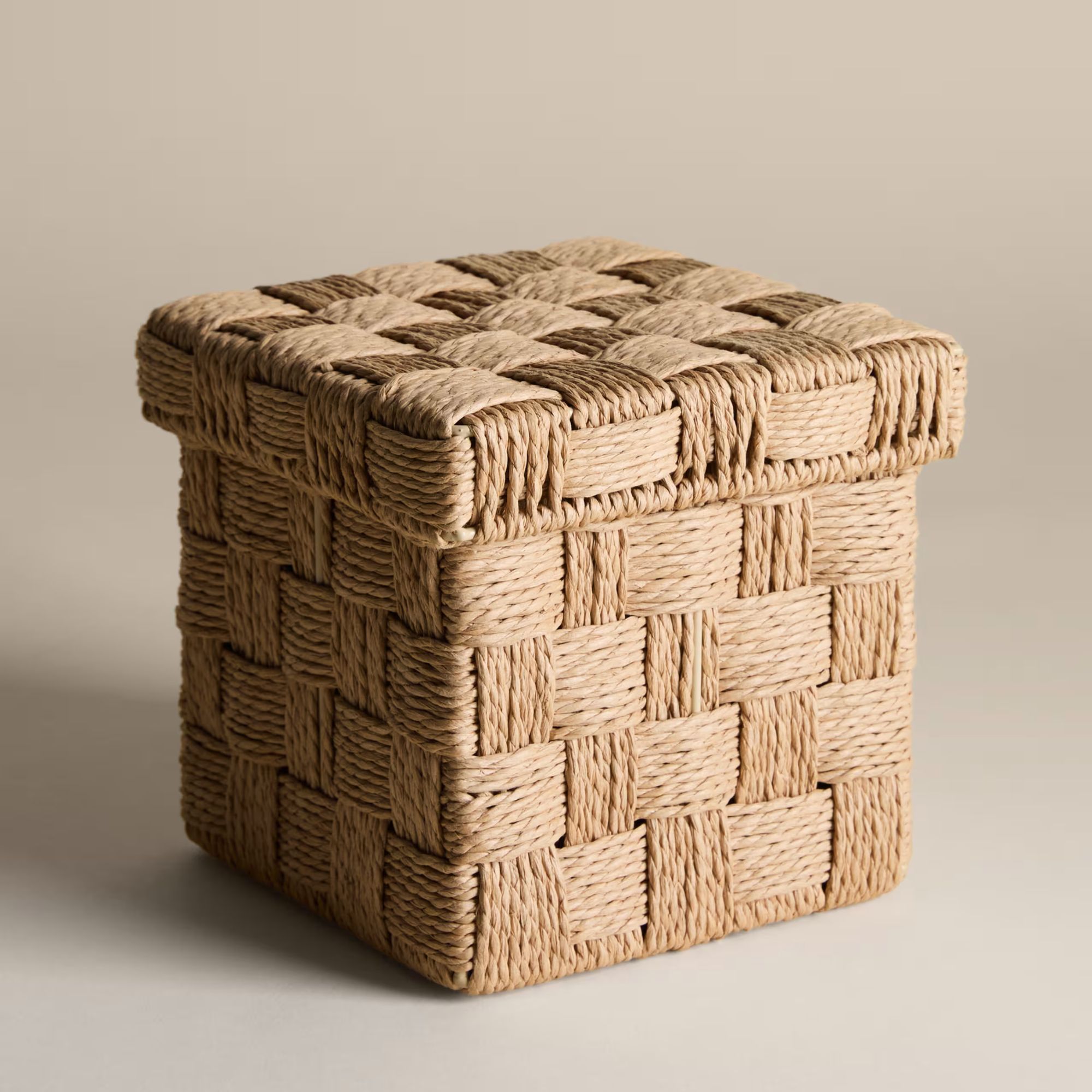 Woven Jute Small Square Storage Box