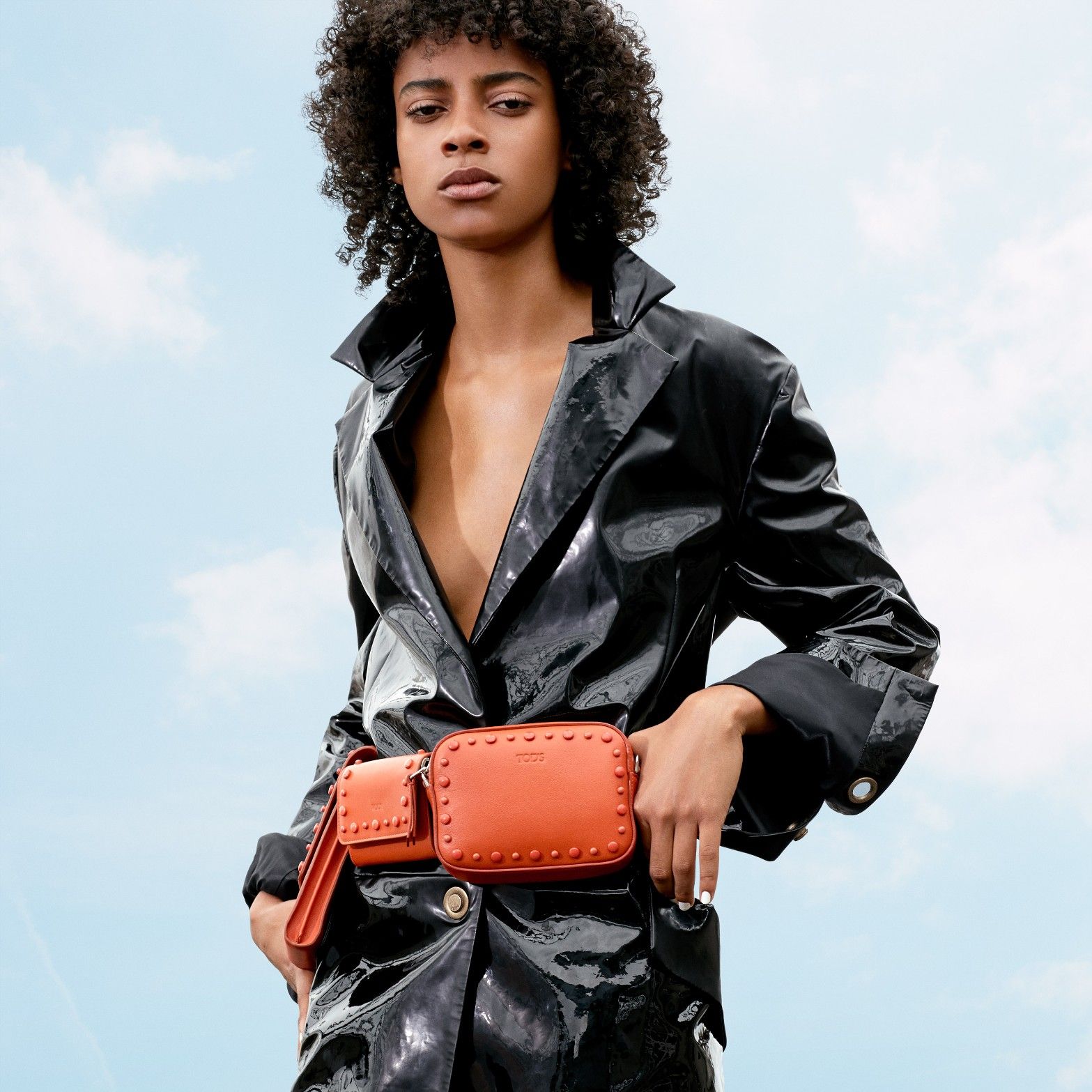 woman wearing a leather jacket