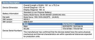 Samsung Galaxy Note 20 FCC listing