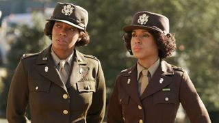 Lt. Campbell (Milauna Jackson) and Major Charity Adams (Kerry Washington) (L-R) in "The Six Triple Eight"