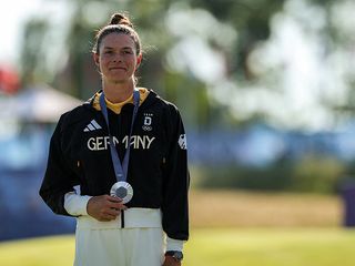 Esther Henseleit after winning a silver medal while representing Germany at the Women's Olympic Golf Event