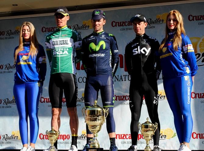 The final podium: Luis Leon Sanchez, Alejandro Valverde and Richie Porte