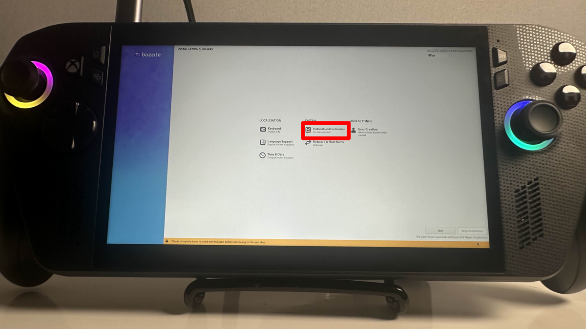 Bazzite install process
