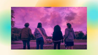 paper girls episode 1 4 pre teen newspaper girls in pink skies