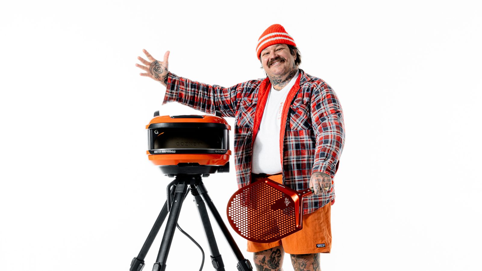 Matty Matheson on a white background with his gozney oven