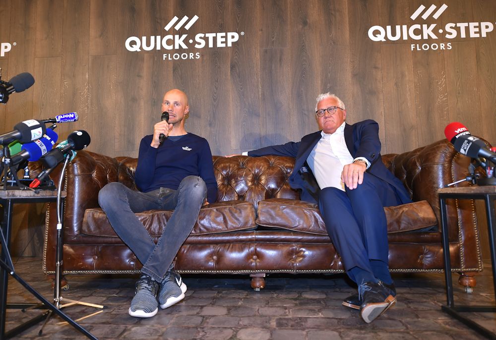 Tom Boonen and Quick-Step Floors CEO Patrick Lefevere hold a press conference ahead of Paris-Roubaix
