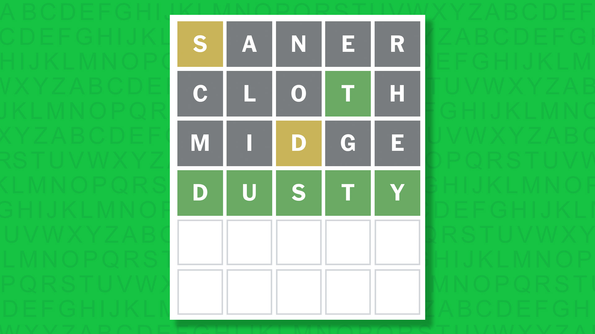 NYT Wordle answer for game 1795 on a green background