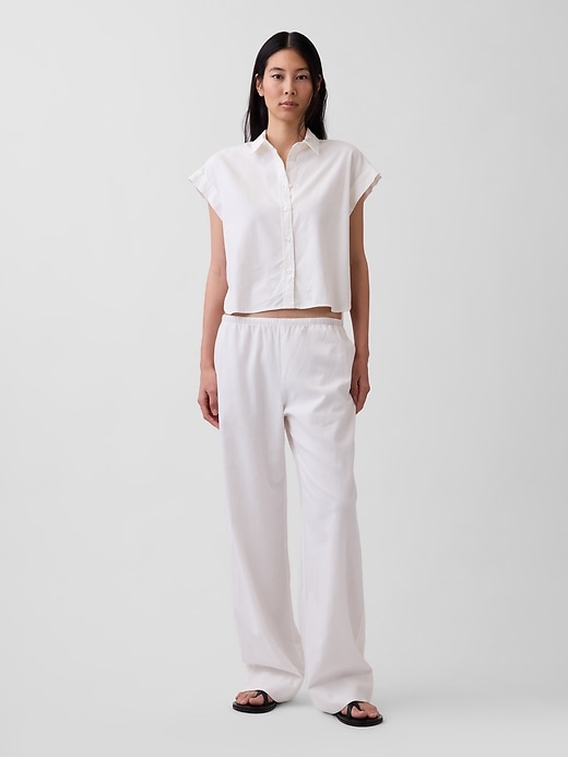 Linen-Blend Easy Wide-Leg Pants