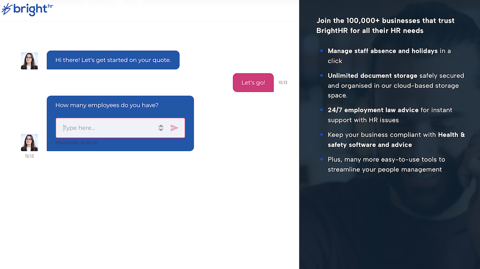 BrightHR website screenshot