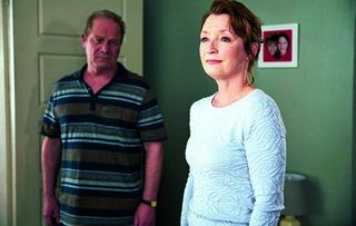 Jason and Kelly are getting ready to go on holiday, so Pauline and Derek bring a suitcase for them and Kelly’s awful mum Carol (a scene-stealing Tanya Franks) turns up.