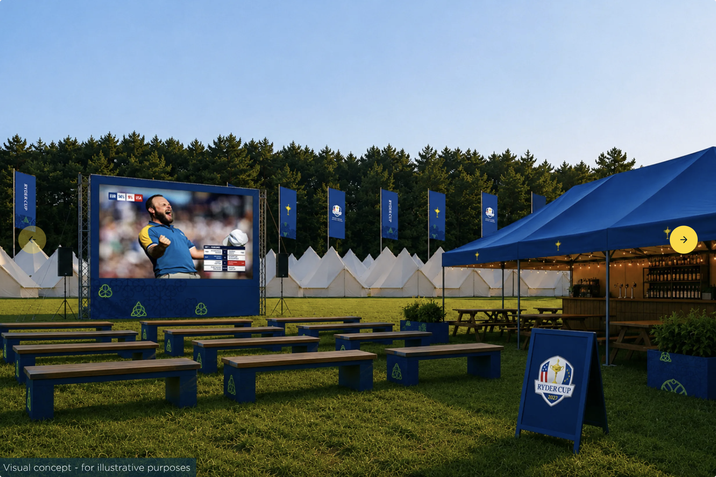 A concept version of the Ryder Cup campsite which is set to be introduced at the 2027 competition in Ireland