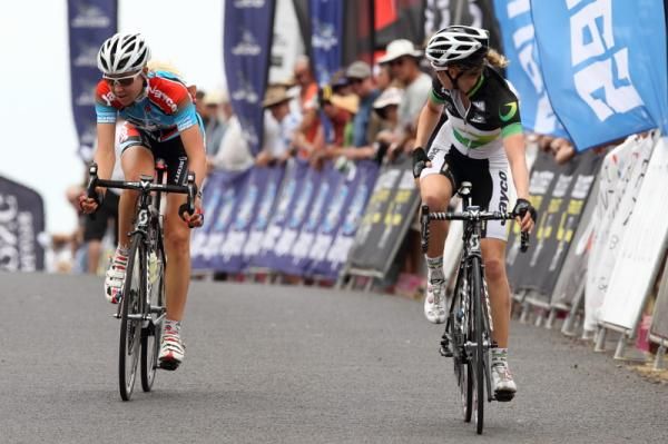 Salzberger (Jayco-AIS) and Cromwell (GreenEDGE) glanced back to check their lead when they entered their final lap