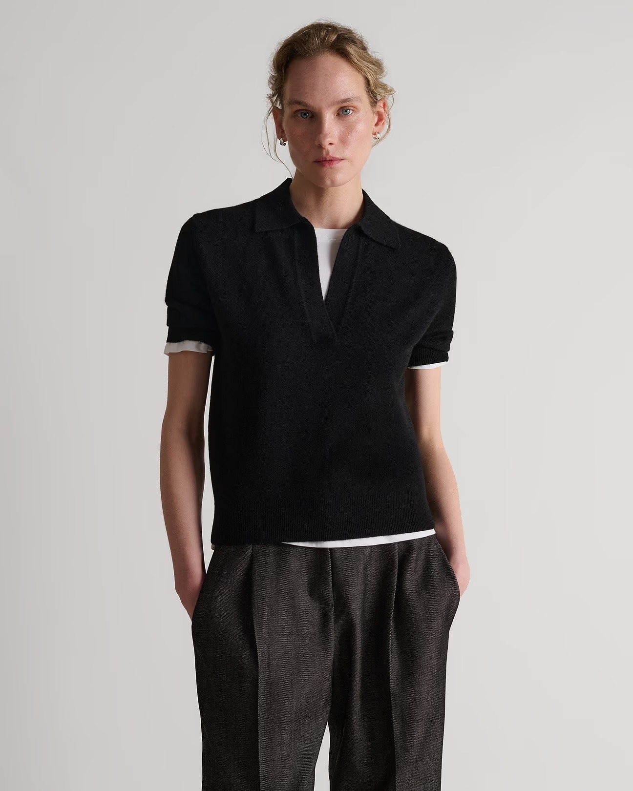 Rise &amp;amp; Fall, Women's Finest Cashmere Open Collar Polo