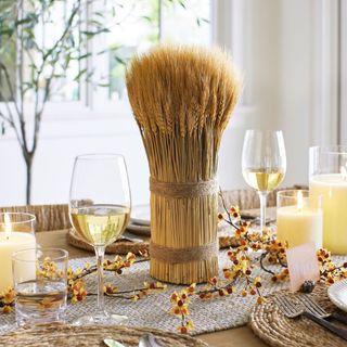 Dried Standing Wheat Bundle on a Thanksgiving table. 