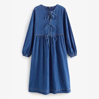 A cutout of a tie front denim dress from Next