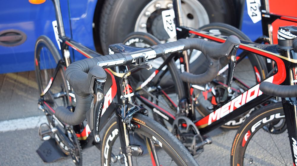 Colbrelli wrapped his Vision Metron handlebars to the centre to improve comfort on the cobbles