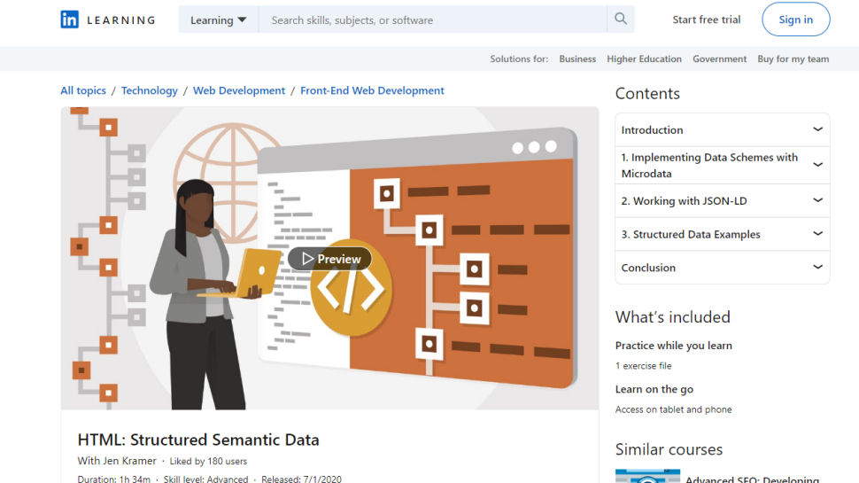 Tangkapan layar situs web untuk LinkedIn Learning