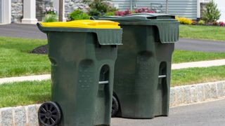 Clean food scrap bin outside home