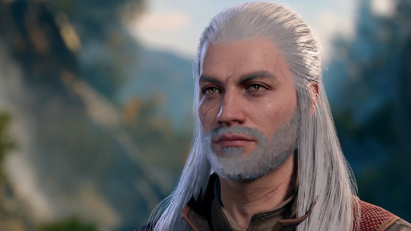 Baldur&#039;s Gate 3 player character made to resemble Geralt of Rivia from The Witcher.