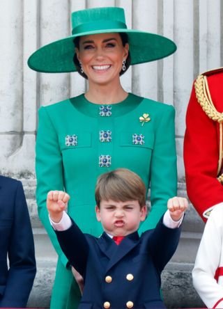 Prince Louis pulling silly faces alongside mother Kate