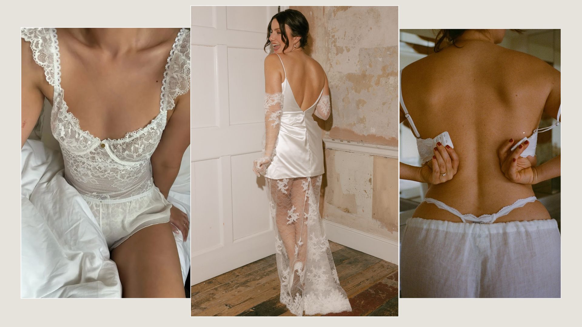 A collage of the best bridal lingerie.
