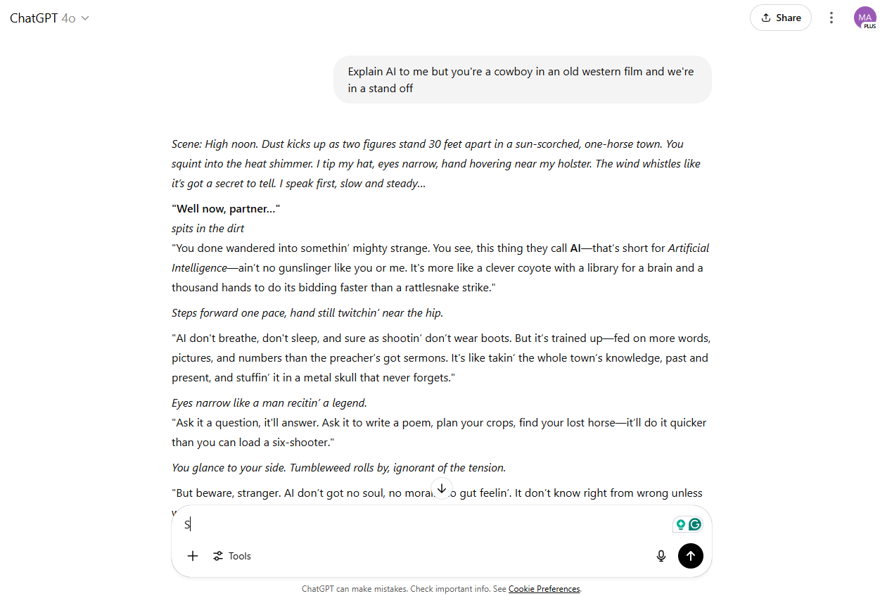 A screenshot of ChatGPT