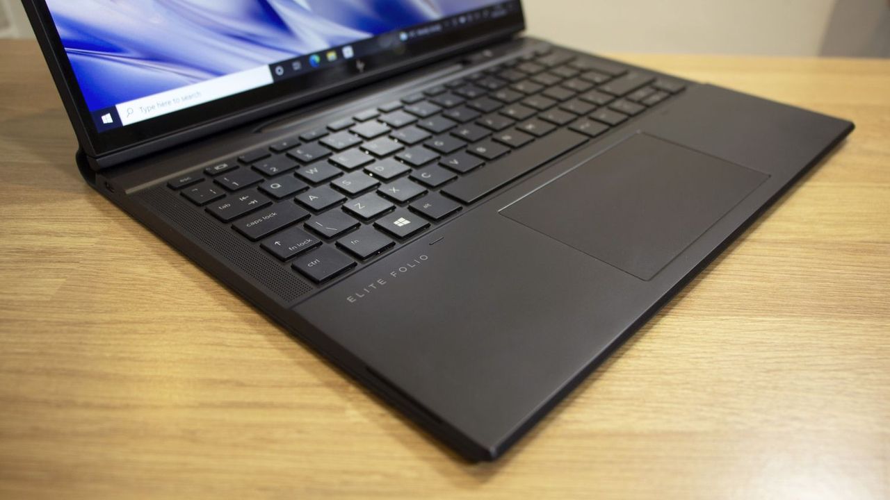 A closeup of the HP Elite Folio's keyboard