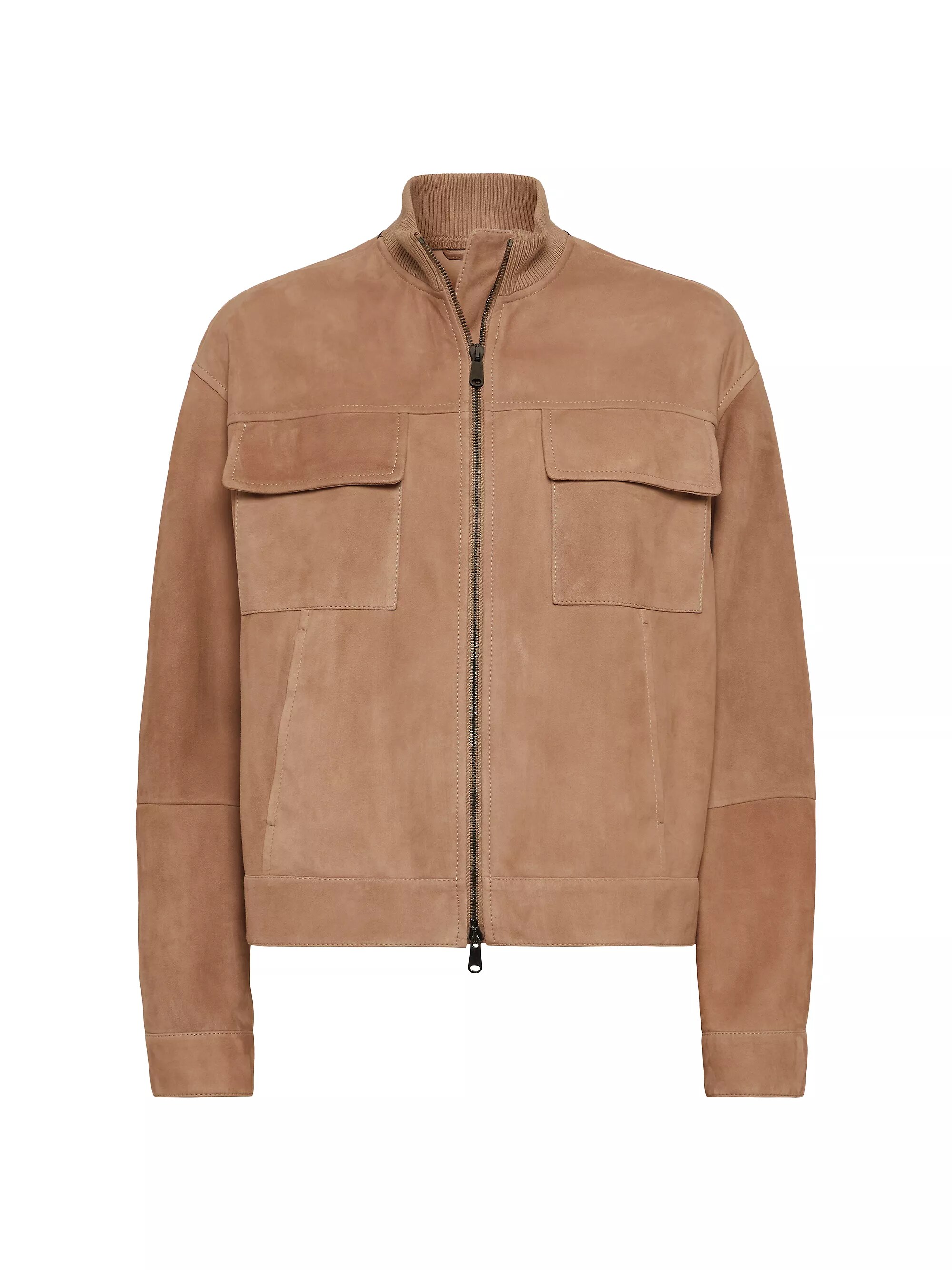 Couture Suede Outerwear Jacket With Monili