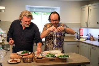Doing what they do best...The Hairy Bikers in the kitchen.